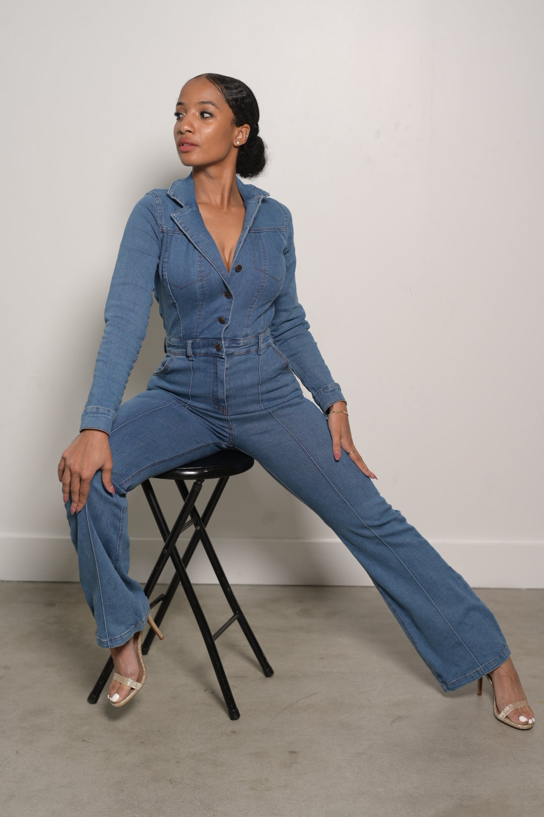 Denim Button Down Jumpsuit