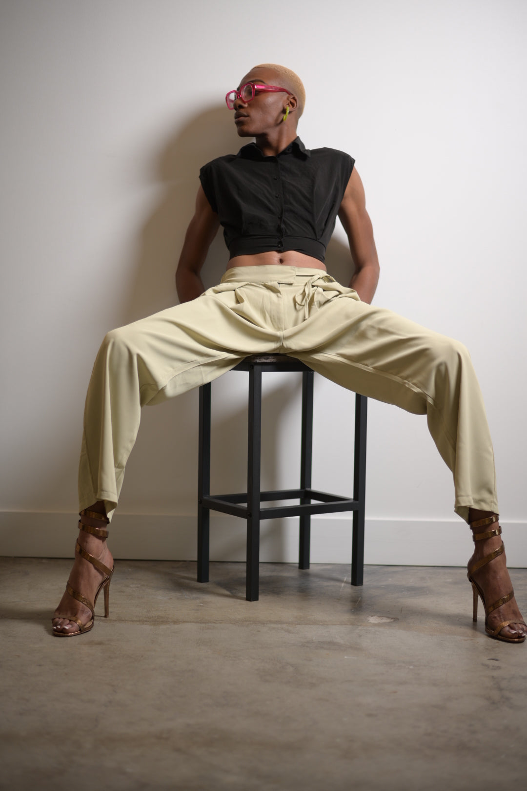 Khaki Trousers With Side Tie