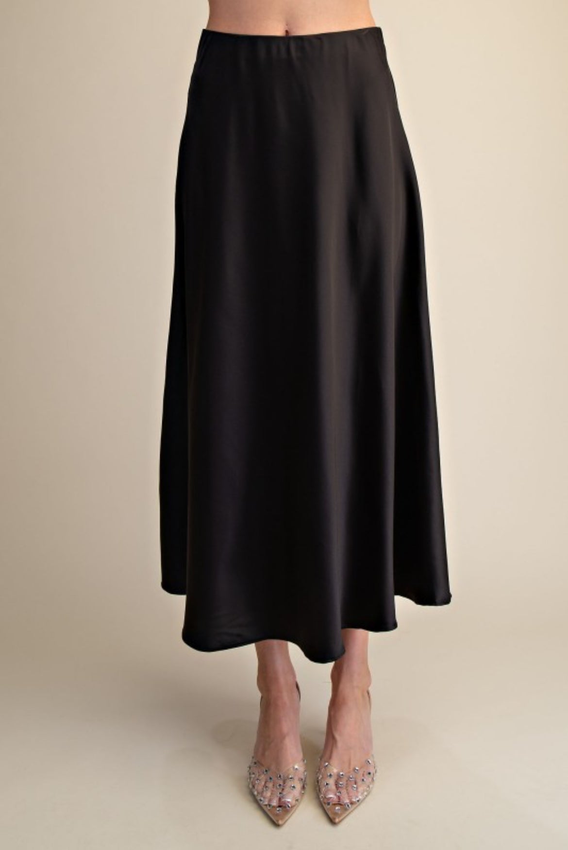 Solid Black Silk Skirt