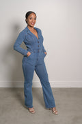 Denim Button Down Jumpsuit