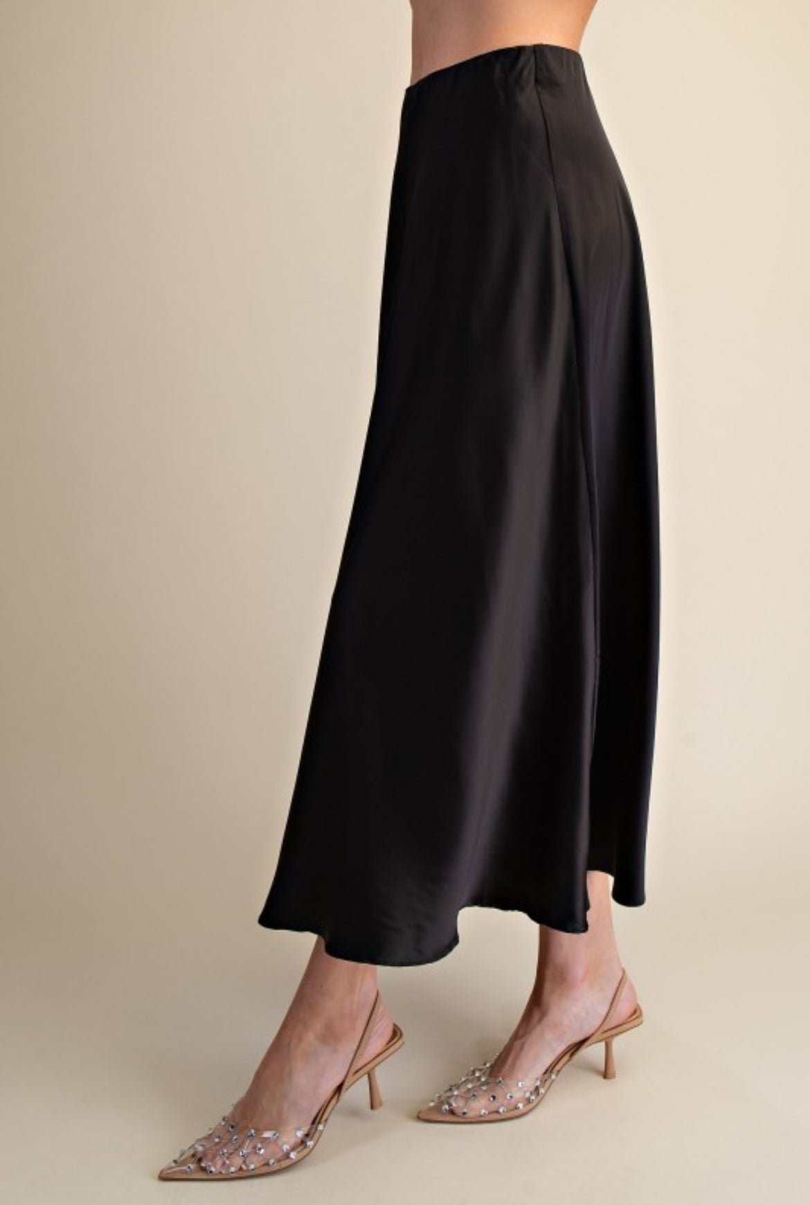 Solid Black Silk Skirt