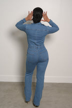 Denim Button Down Jumpsuit