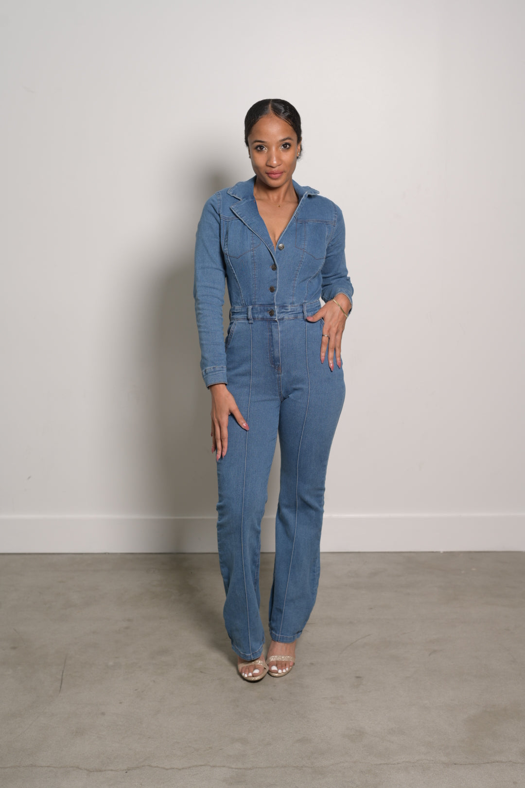 Denim Button Down Jumpsuit