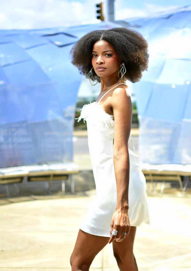 White Fur Lined backless Dress