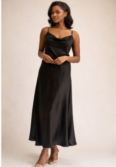 Solid Black Silk Skirt