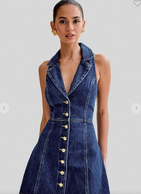 A-Line Denim Dress – Wisteria Snow A-Line Denim Dress – Wisteria Snow